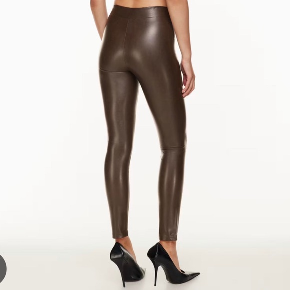 Aritzia Ten by Babaton Showcase Pants Dark Brown Leather Pants Leggings XS - Picture 2 of 5
